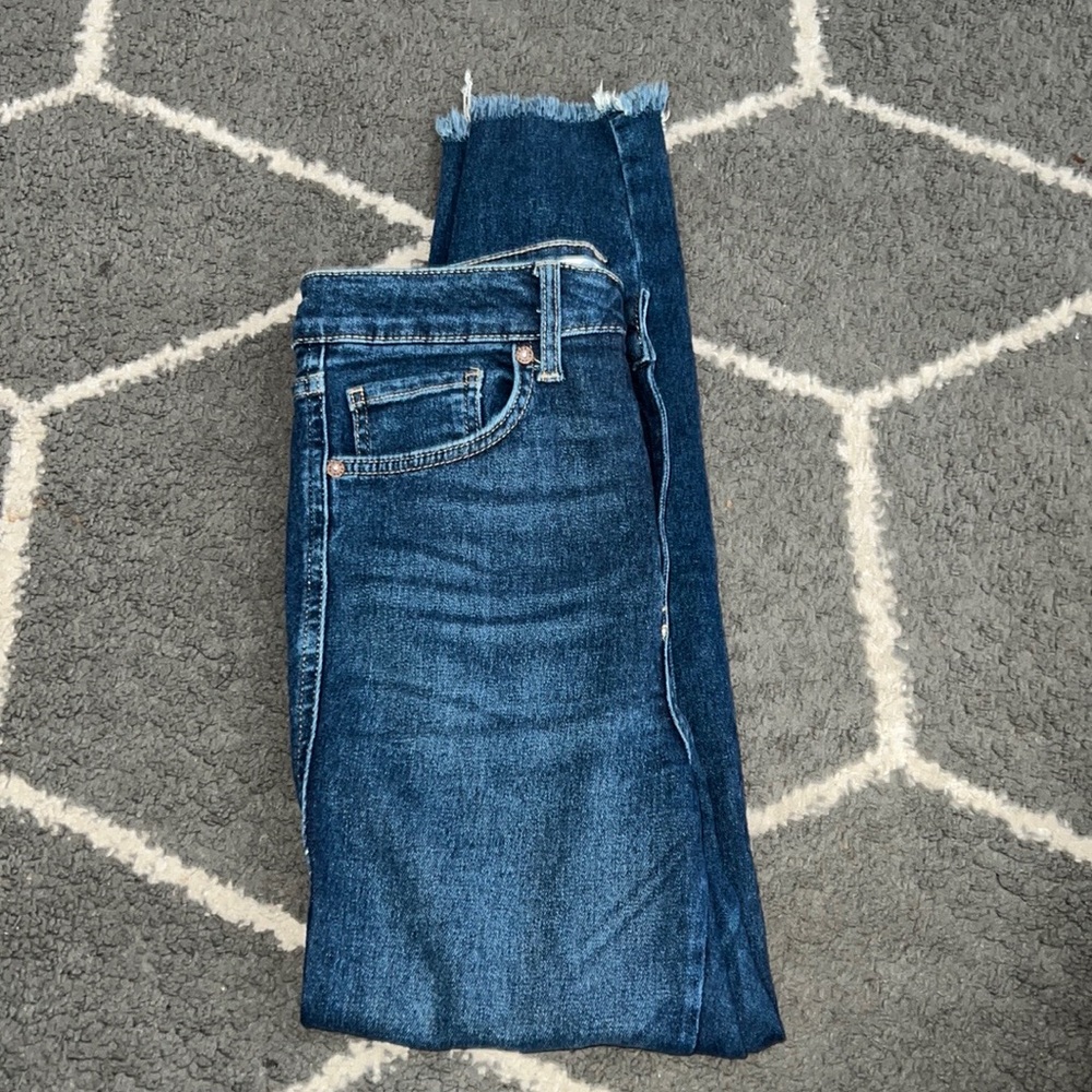 We The Free Free People Blue Raw Hem High Rise Skinny Jeans Size 29